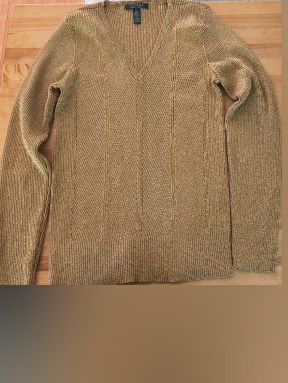 Lauren Ralph Lauren Gold V-Neck Sweater